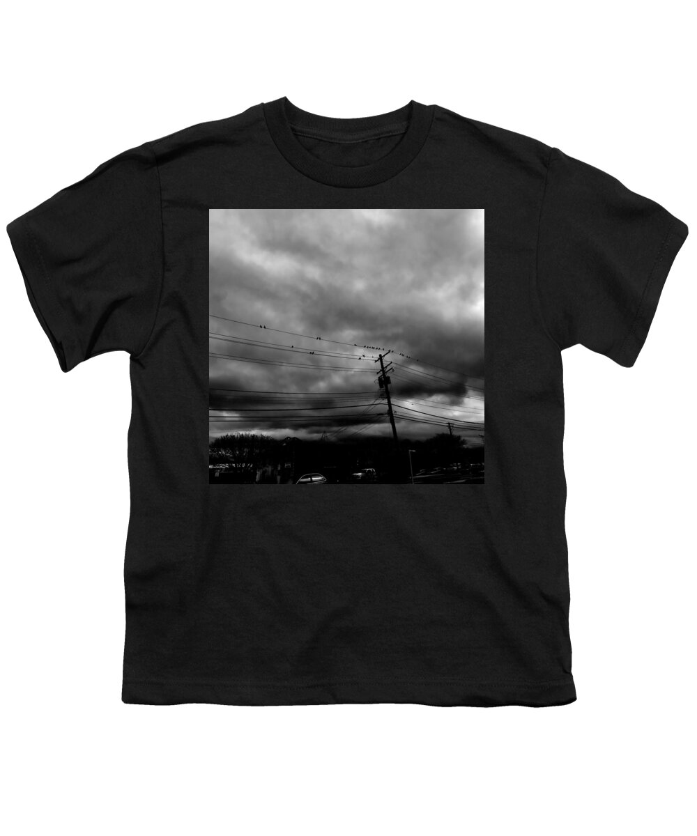 Birds Youth T-Shirt featuring the photograph Birds on a Wire 2018 by Chris Montcalmo