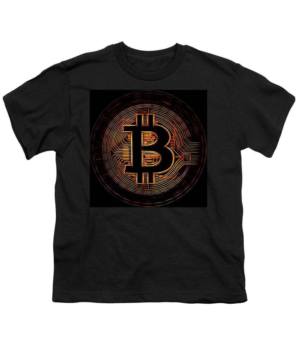 Bitcoin Youth T-Shirt featuring the digital art Bitcoin by Kaylee Mason