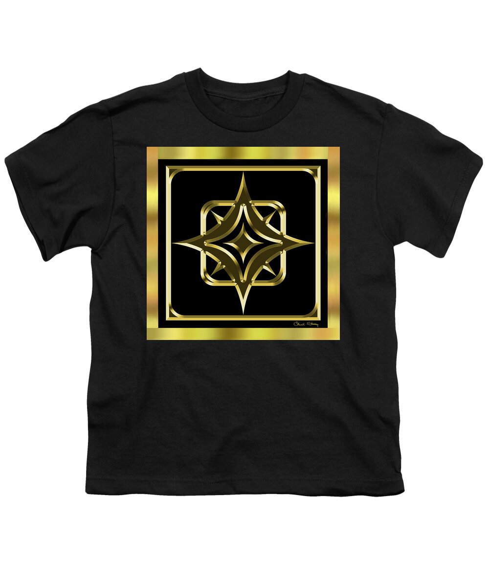 Black And Gold 10 - Chuck Staley Youth T-Shirt featuring the digital art Black and Gold 10 by Chuck Staley