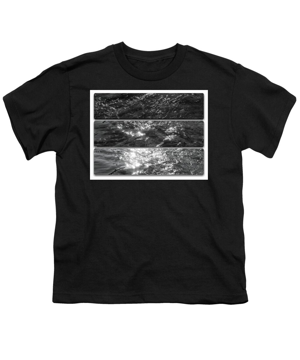 Artistic Photography Youth T-Shirt featuring the photograph Black and White Water Movement by Alondra Hanley