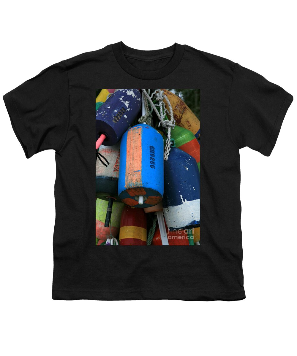 Buoys Youth T-Shirt featuring the photograph Blue Buoys by Timothy Johnson
