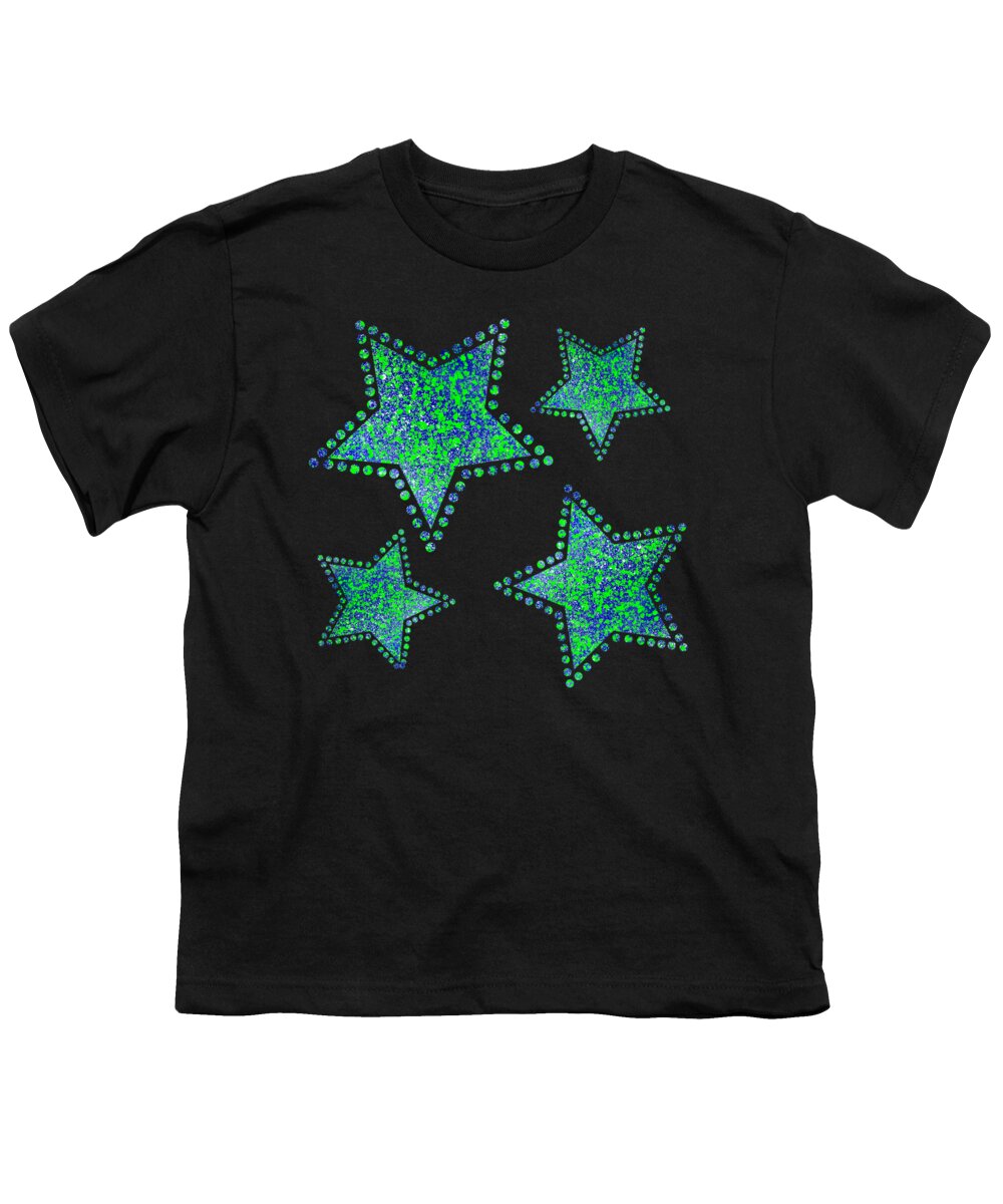 Abstract Youth T-Shirt featuring the painting Blue Green Splatter by Becky Herrera