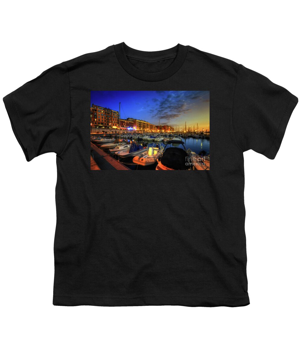 Yhun Suarez Youth T-Shirt featuring the photograph Blue Hour At Port Nice 1.0 by Yhun Suarez