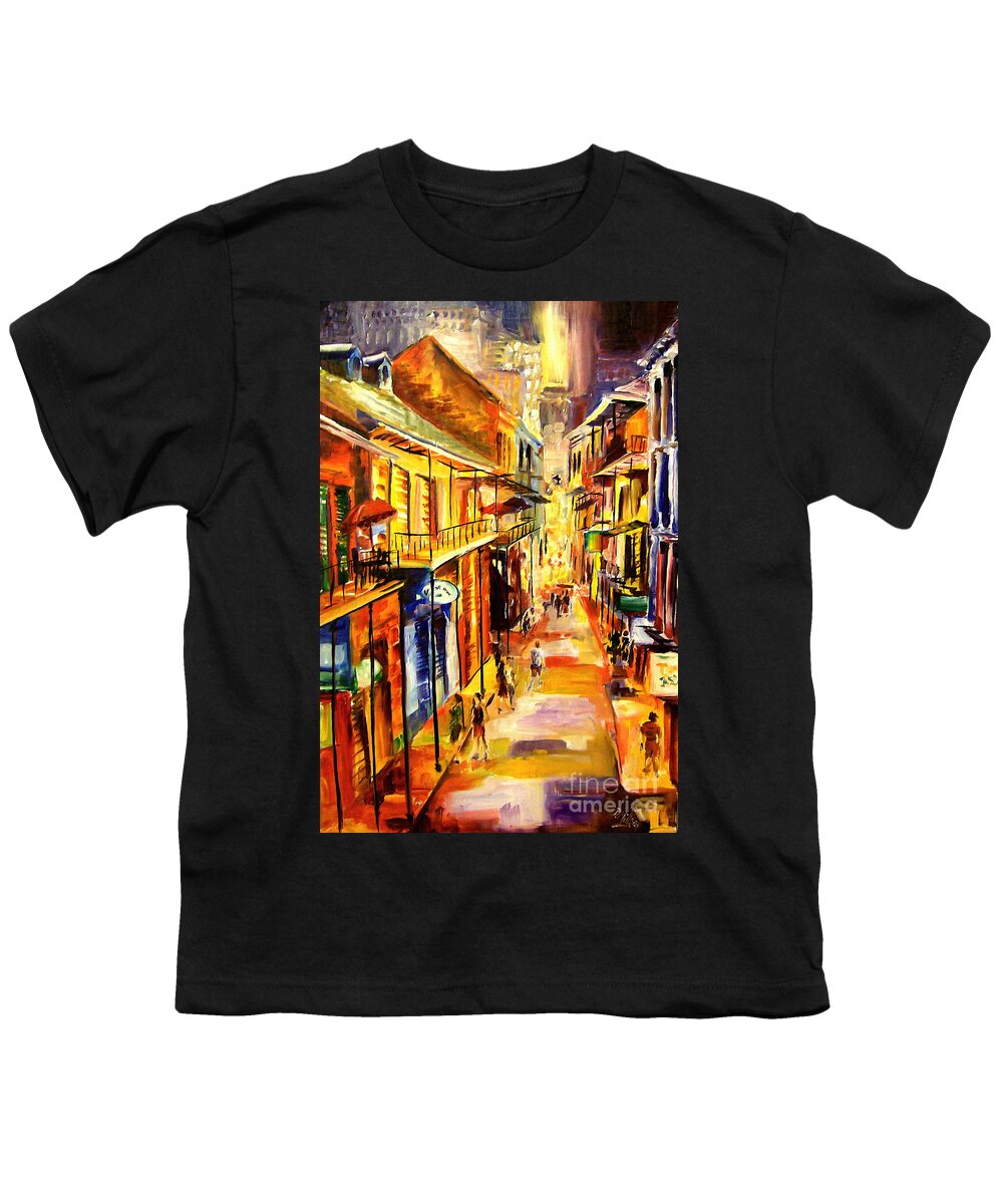 New Orleans Youth T-Shirt featuring the painting Bourbon Street Glitter by Diane Millsap