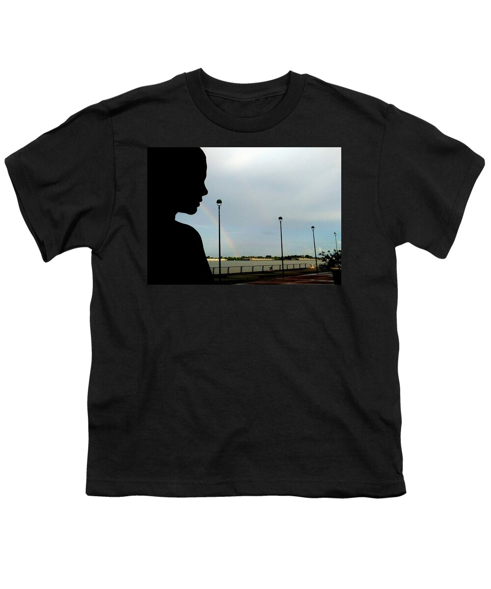 Nola Youth T-Shirt featuring the photograph Breathtaking Rainbow Along The Mississipppi River In New Orleans by Michael Hoard
