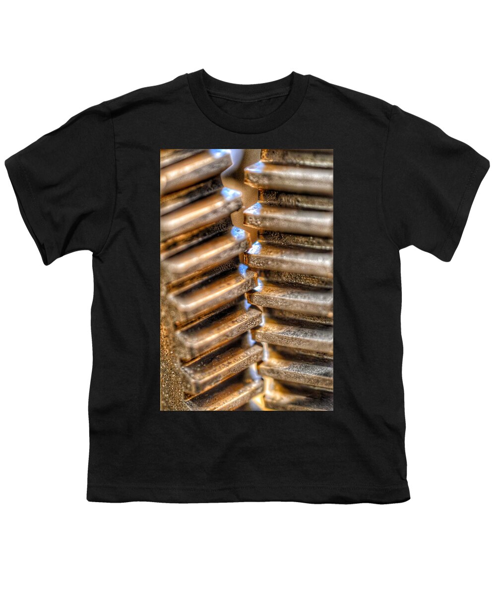 Abstract Youth T-Shirt featuring the photograph Bromo Seltzer Tower's 1911 Seth Thomas Clock Mechanism Abstract #13 by Marianna Mills