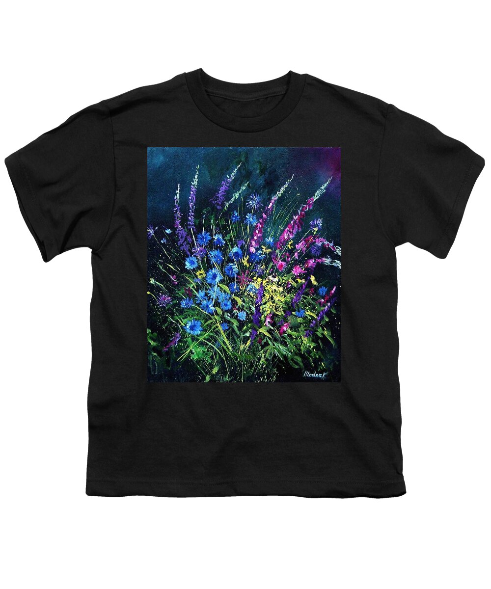 Poppies Youth T-Shirt featuring the painting Bunch Of Wild Flowers by Pol Ledent