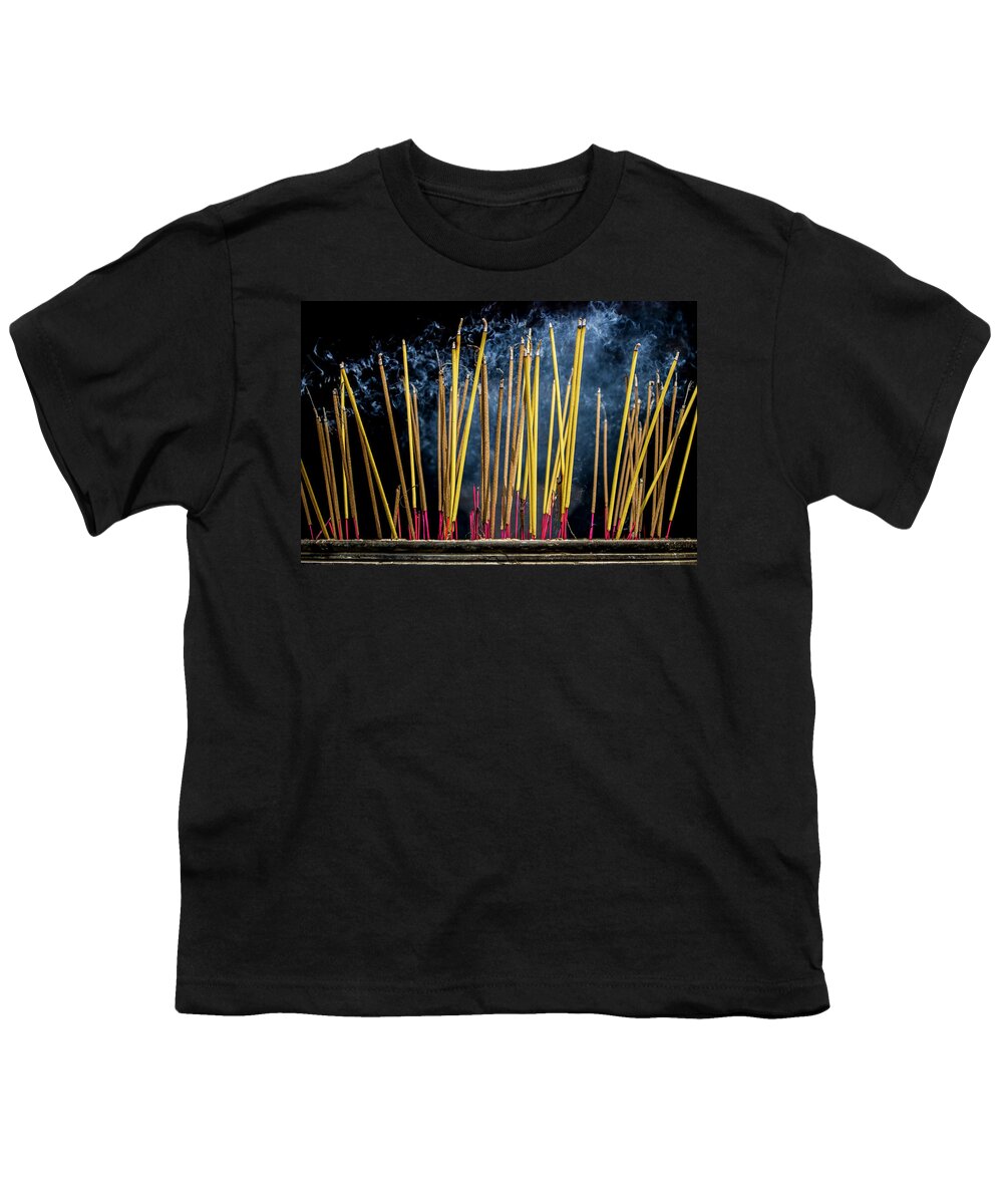 Joss Youth T-Shirt featuring the photograph Burning Joss sticks by Hitendra SINKAR