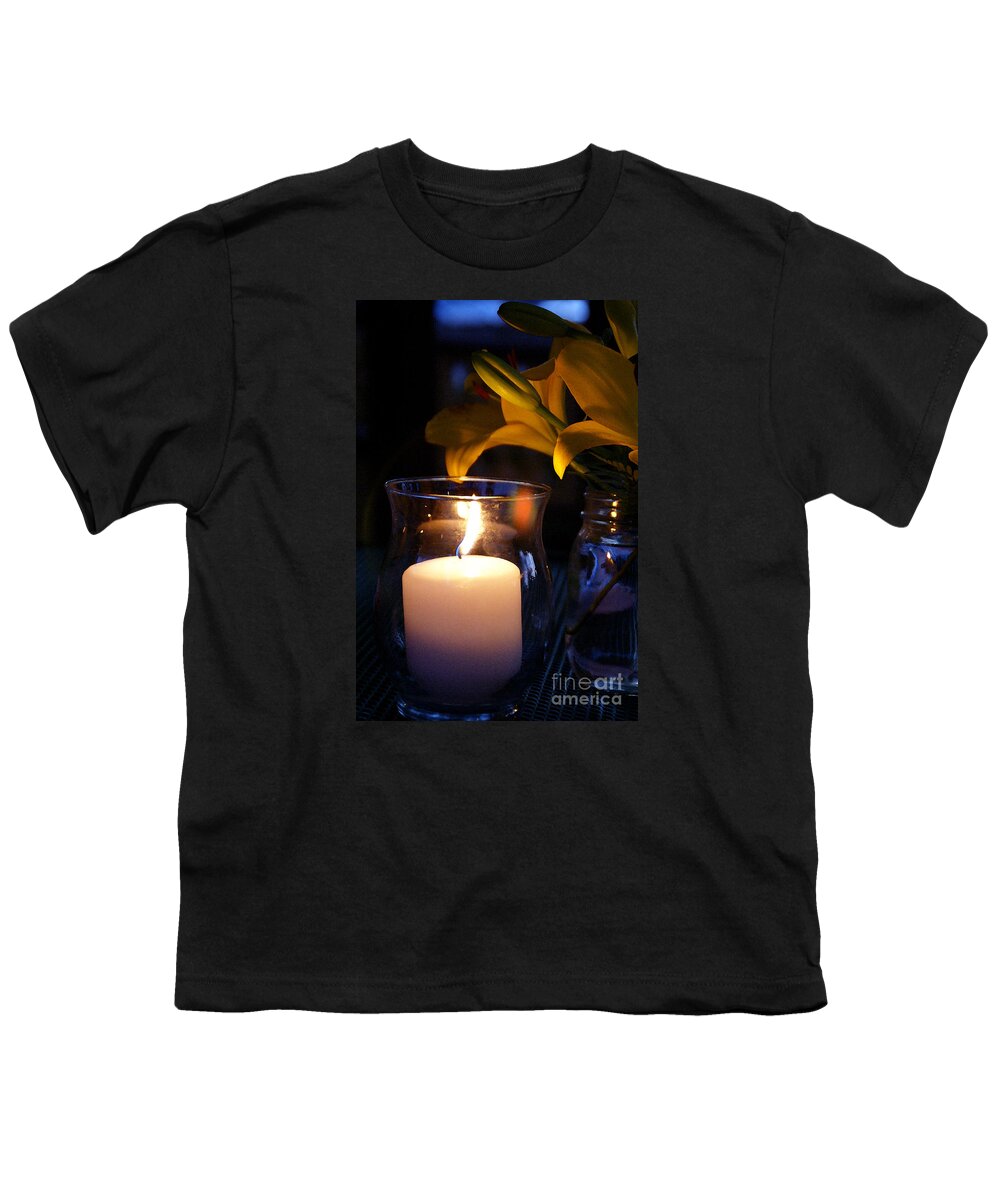 Candle Youth T-Shirt featuring the photograph By Candlelight by Linda Shafer