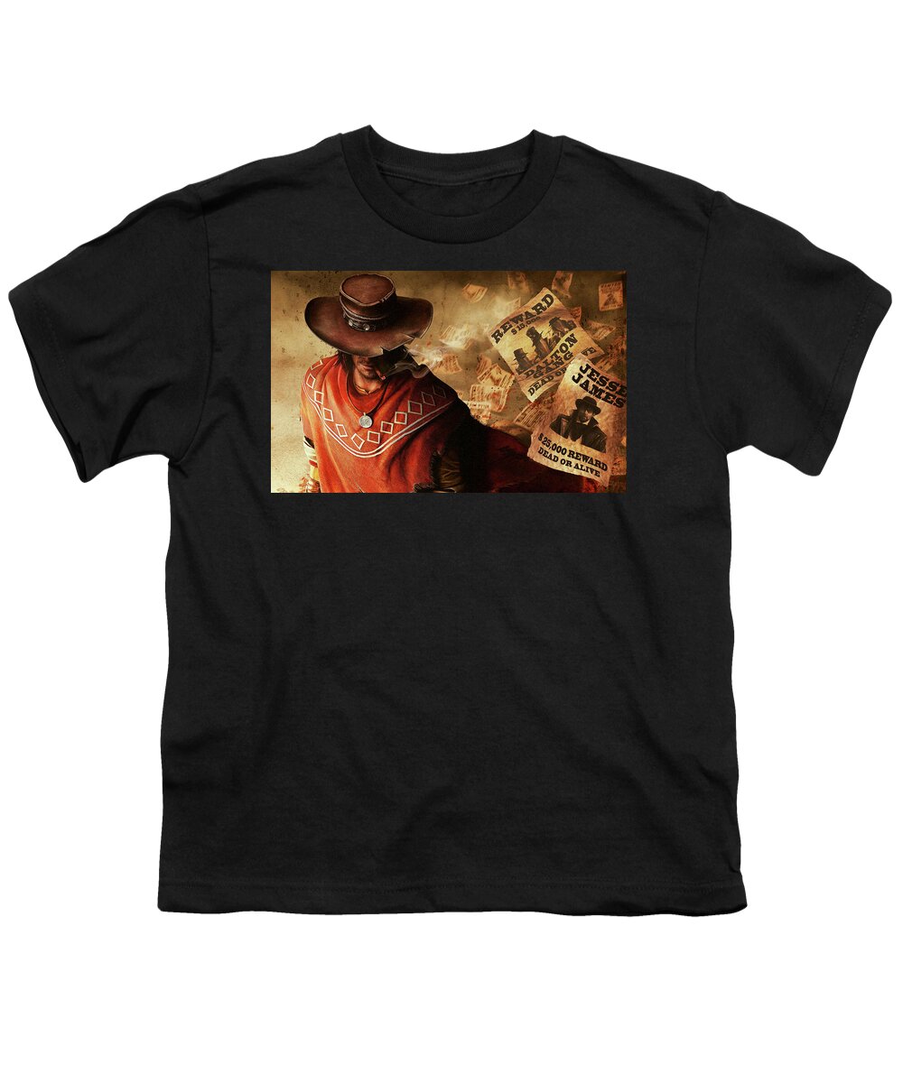Call Of Juarez Gunslinger Youth T-Shirt featuring the digital art Call Of Juarez Gunslinger by Maye Loeser