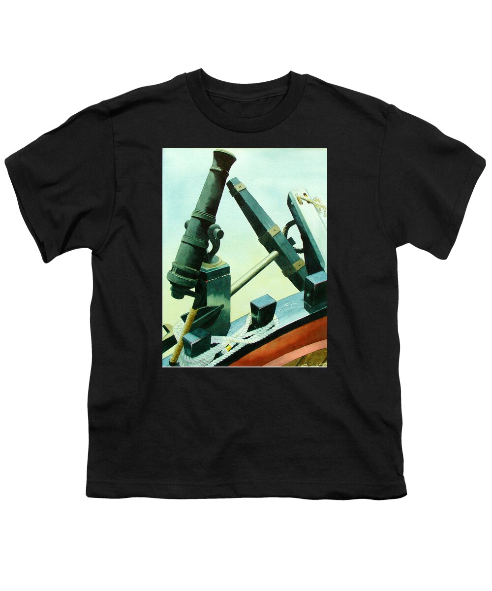 Guns Youth T-Shirt featuring the painting Cannon and Anchor by Jim Gerkin