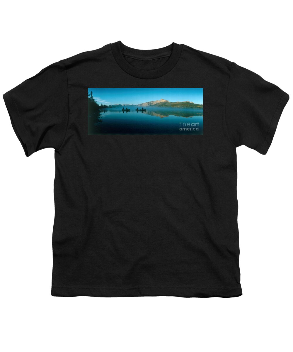 Alberta Youth T-Shirt featuring the photograph Canoeing On Hector Lake. Alberta, Canada by Paolo Koch
