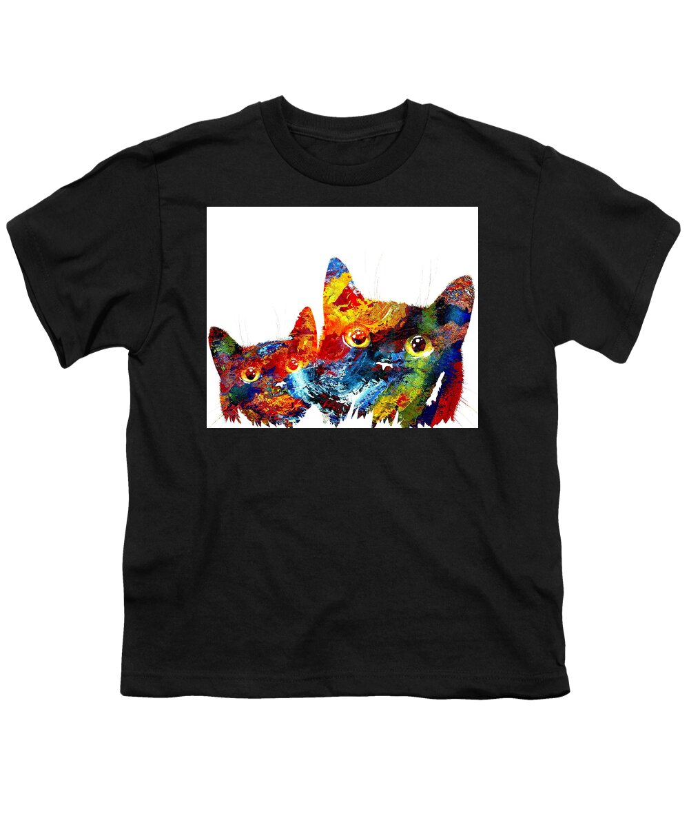 Cat Youth T-Shirt featuring the painting Cat 608 by Lucie Dumas