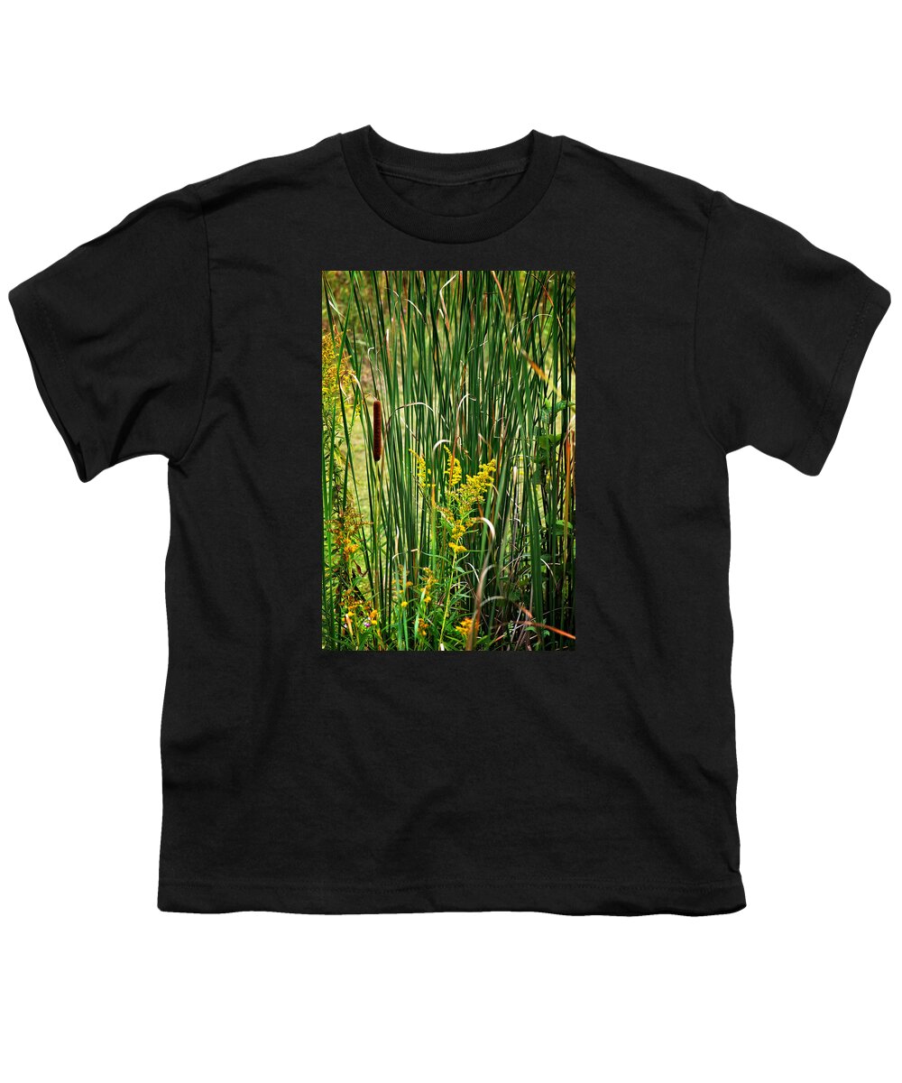 Cattails On The Pond Print Youth T-Shirt featuring the photograph Cattails on the Pond Print by Gwen Gibson