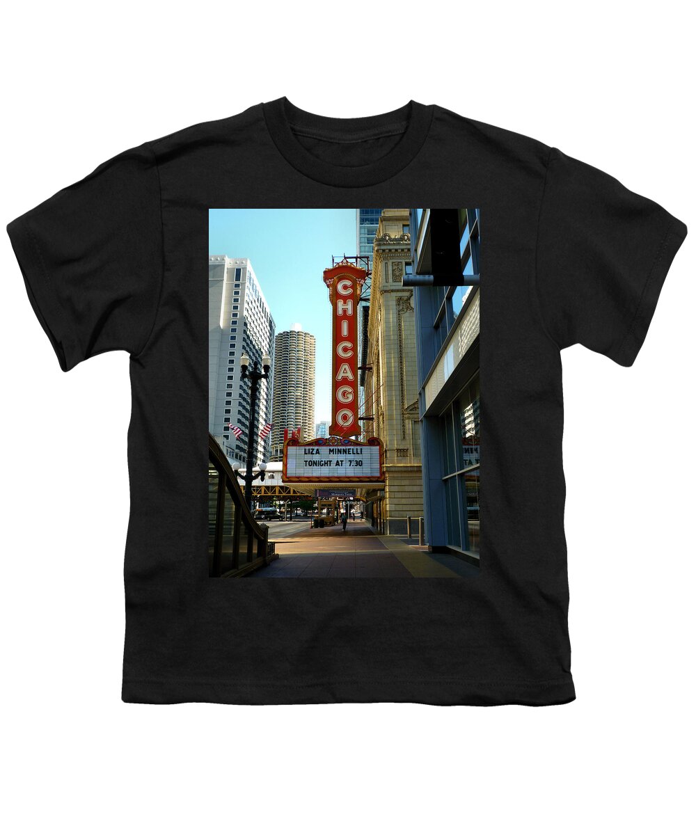 Chicago Theater Marquee Youth T-Shirt featuring the photograph Chicago Theater - 1 by Ely Arsha
