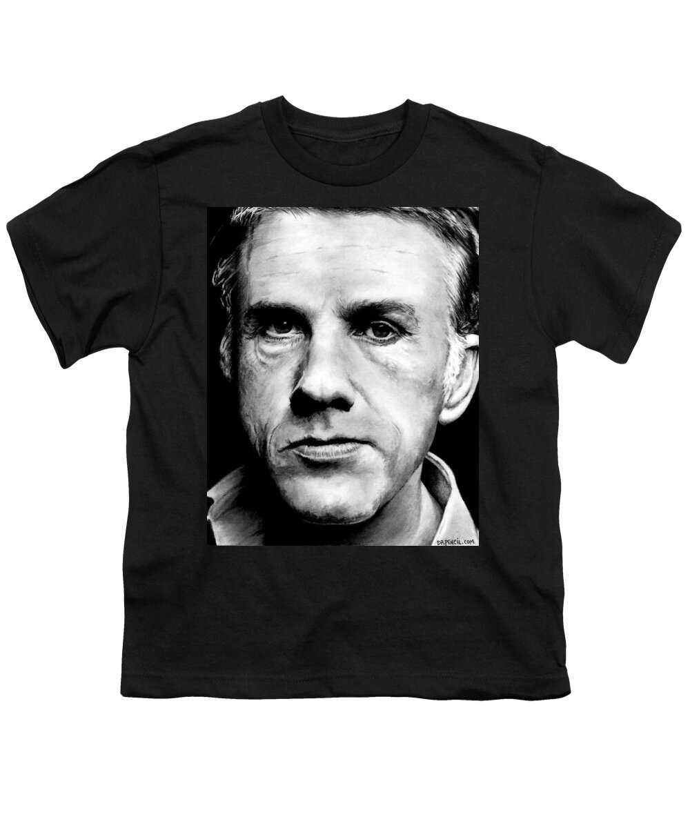 Christoph Waltz Youth T-Shirt featuring the drawing Christoph Waltz by Rick Fortson