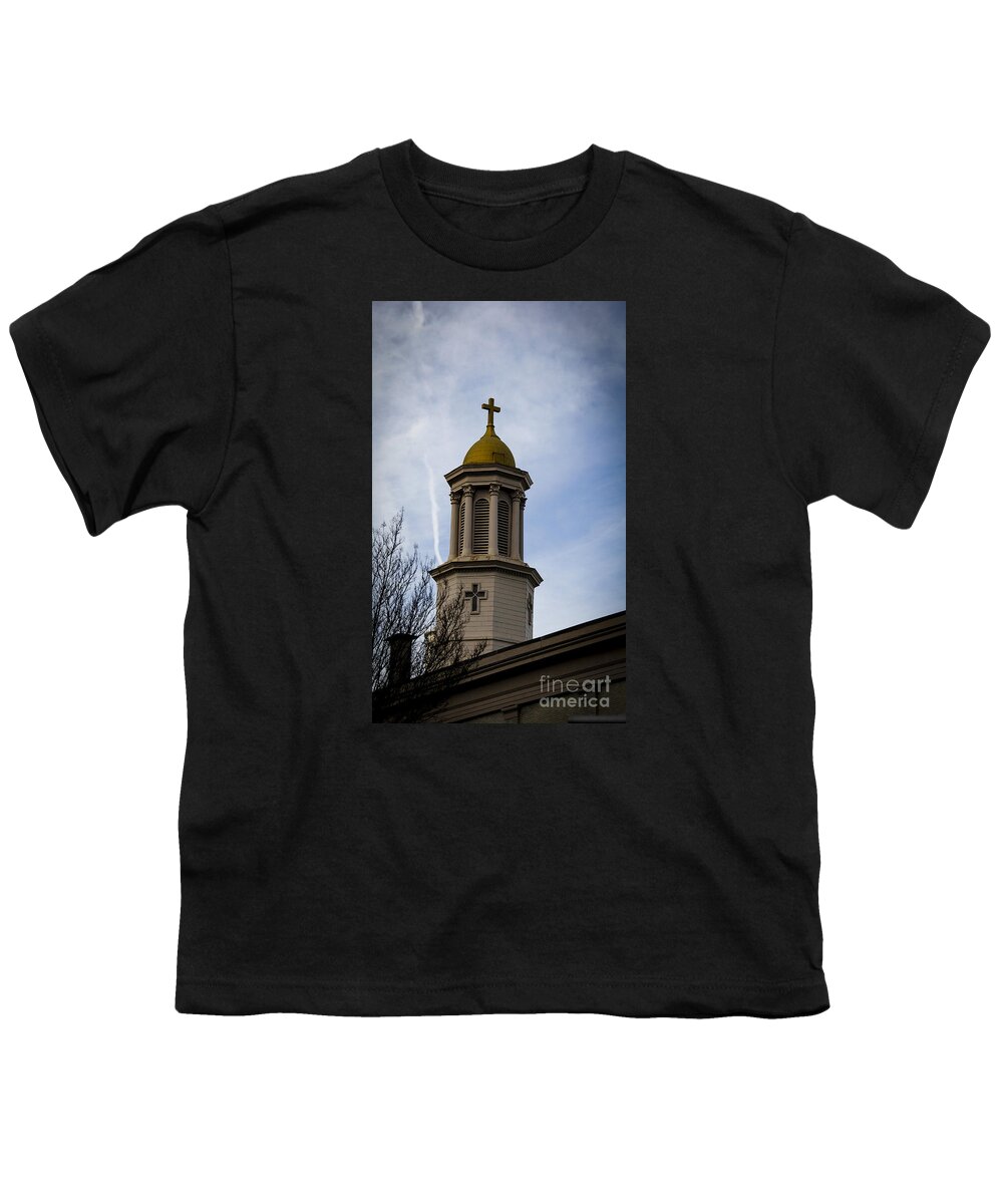 Church Youth T-Shirt featuring the photograph Church Steeple Nashville by Marina McLain