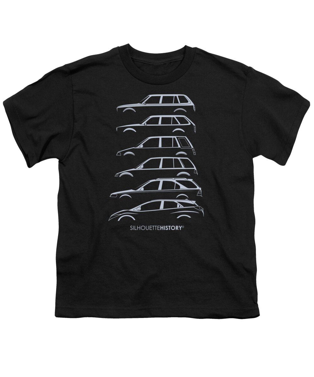 Compact Car Youth T-Shirt featuring the digital art Civil Wagon SilhouetteHistory by Gabor Vida