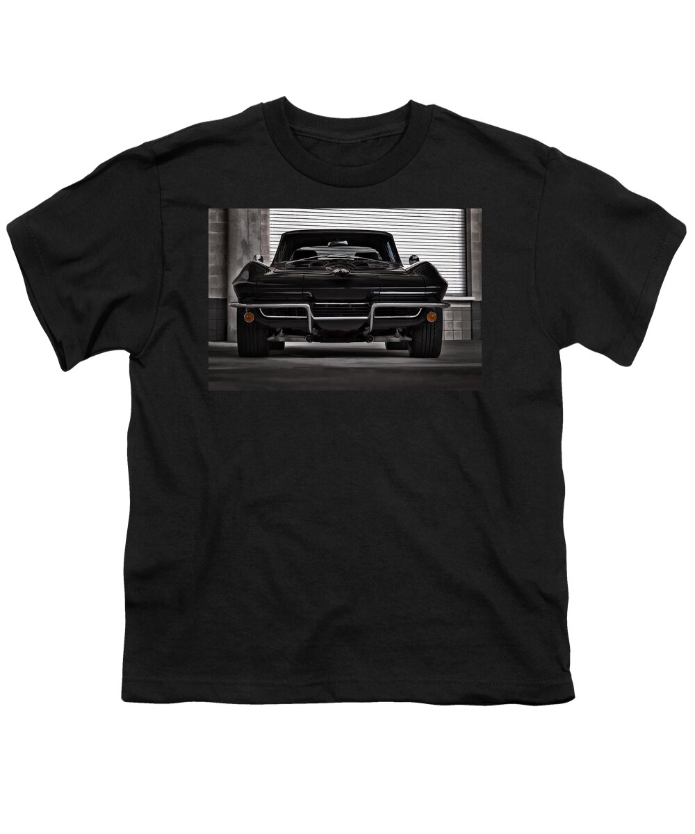 Corvette Youth T-Shirt featuring the digital art Classic Black by Douglas Pittman