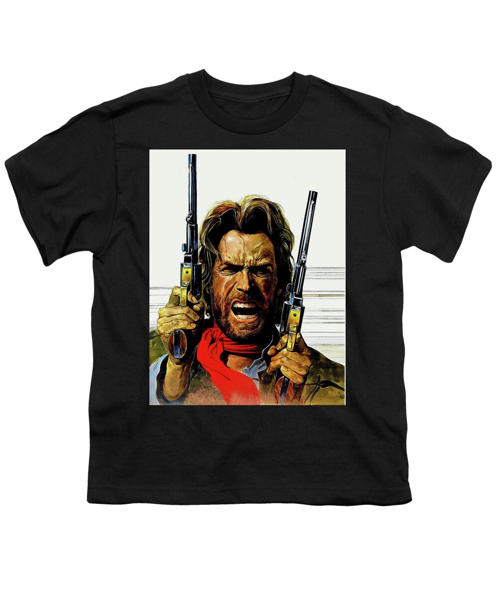 Clint Eastwood As Josey Wales Youth T-Shirt featuring the mixed media Clint Eastwood As Josey Wales by David Dehner