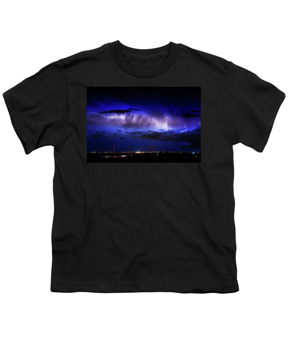 Bouldercounty Youth T-Shirt featuring the photograph Cloud to Cloud Lightning Boulder County Colorado by James BO Insogna