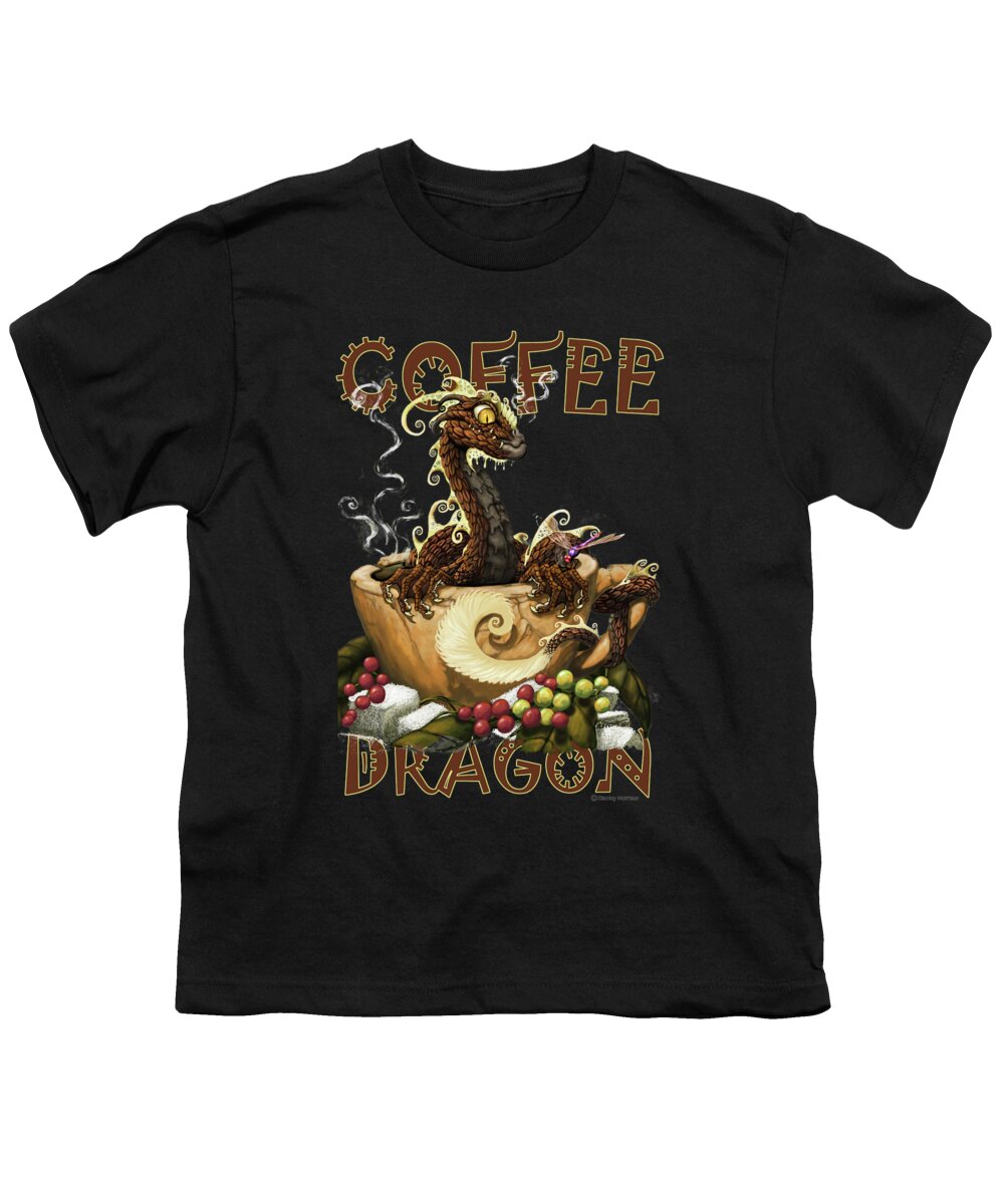 Dragon Youth T-Shirt featuring the digital art Coffee Dragon by Stanley Morrison