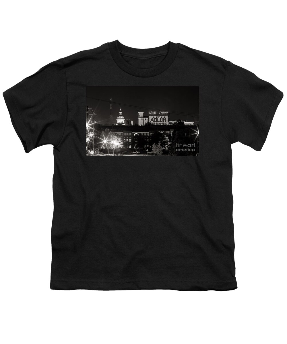 Columbia Youth T-Shirt featuring the photograph ADLUH Flour B-W by Charles Hite