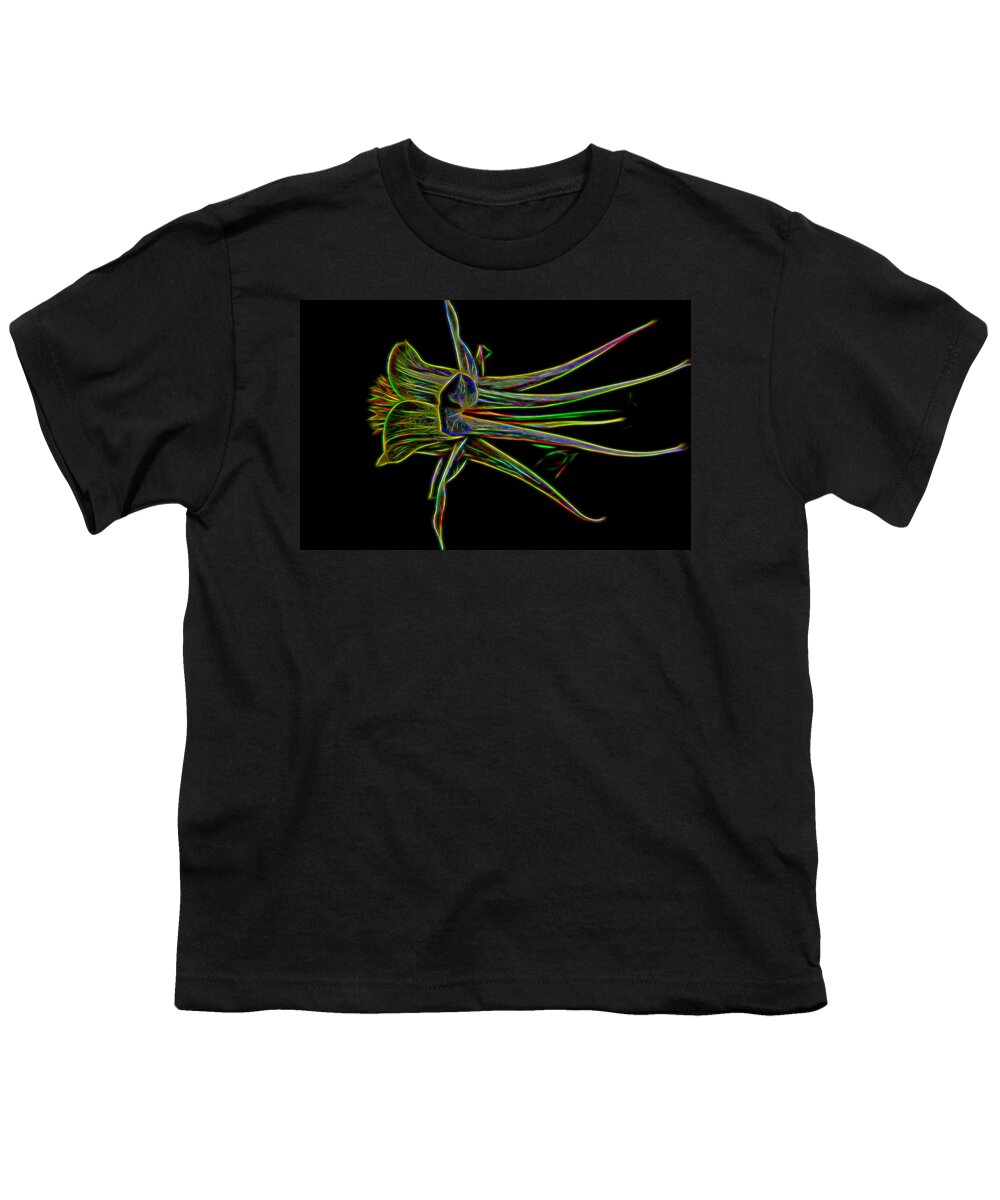 Columbine Youth T-Shirt featuring the photograph Columbine Flower Fractal by Judy Vincent