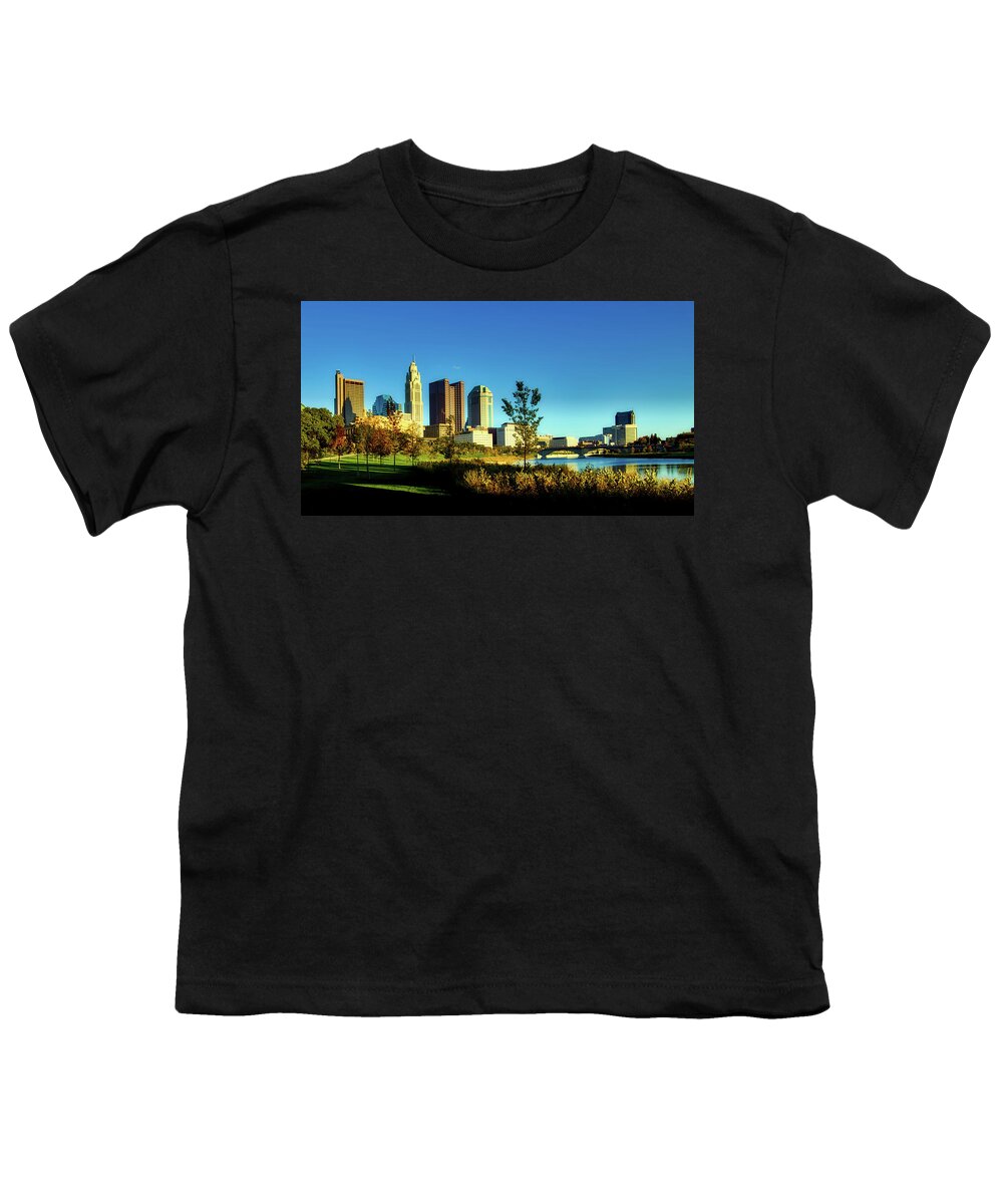 Columbus Youth T-Shirt featuring the photograph Columbus Ohio Panorama by Mountain Dreams