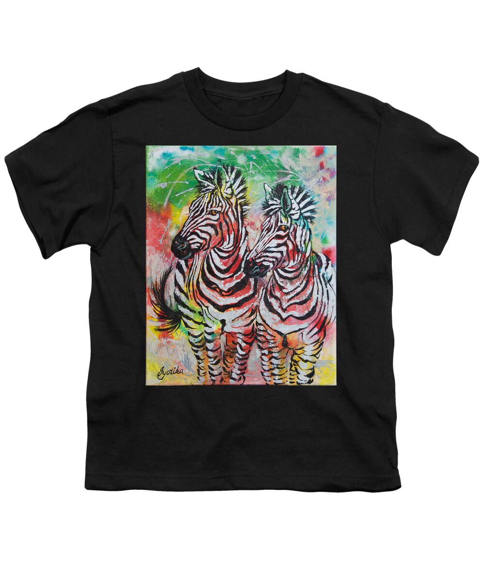 Zebras Youth T-Shirt featuring the painting Companion by Jyotika Shroff