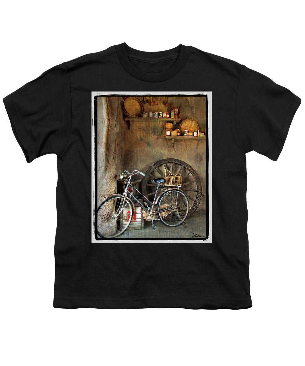 Old Bike Youth T-Shirt featuring the photograph Corner of the Shop by Peggy Dietz