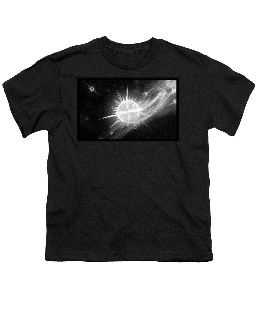Corporate Youth T-Shirt featuring the digital art Cosmic Icestream BW by Shawn Dall