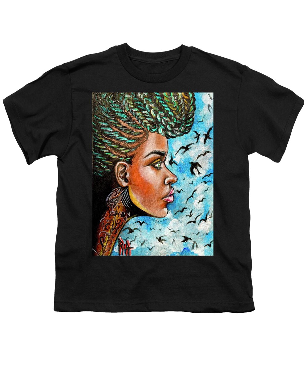 Ria Youth T-Shirt featuring the painting Crowned Royal by Artist RiA