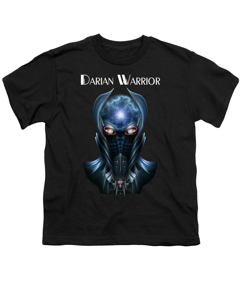Darian Warrior Youth T-Shirt featuring the digital art Darian Warrior Fractal Portrait by Rolando Burbon
