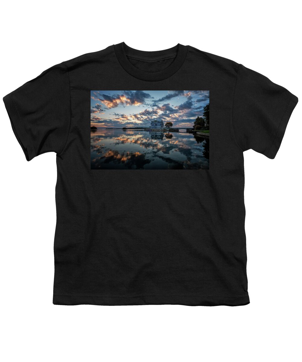 St Lawrence Seaway Youth T-Shirt featuring the photograph Dawn On The River by Tom Singleton