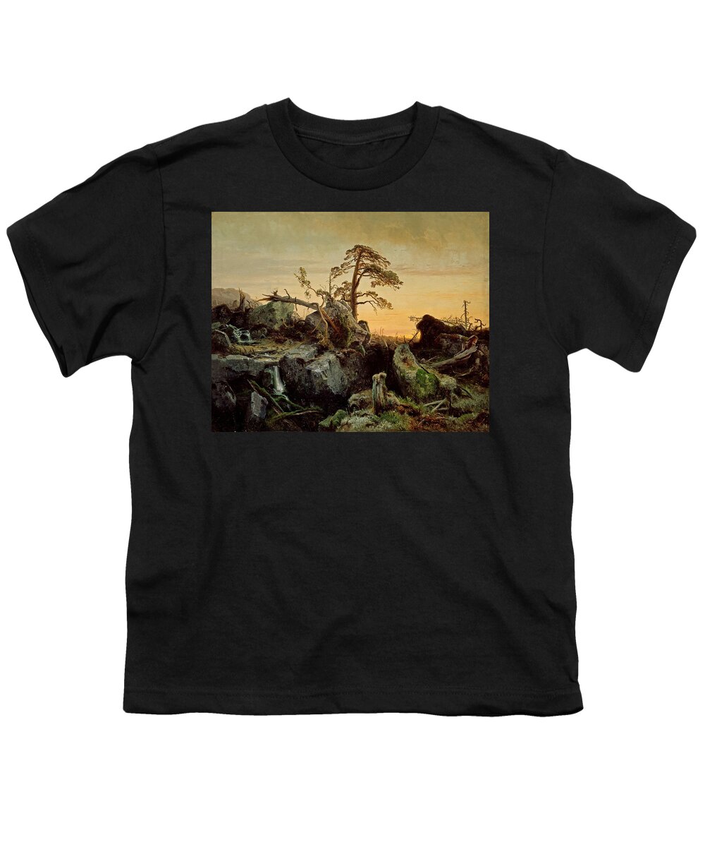 August Cappelen Youth T-Shirt featuring the painting Decaying forest by August Cappelen