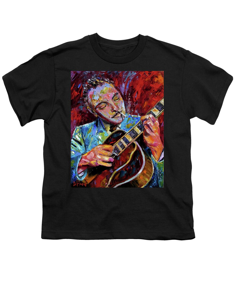Django Reinhardt Youth T-Shirt featuring the painting Django Reinhardt portrait by Debra Hurd
