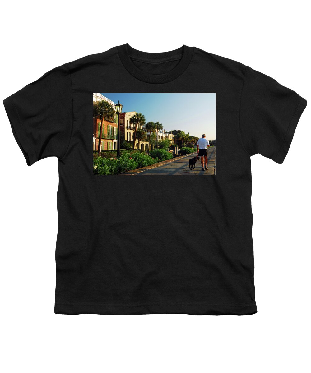 Charleston Youth T-Shirt featuring the photograph Do the Charleston Dog Walk by James Kirkikis