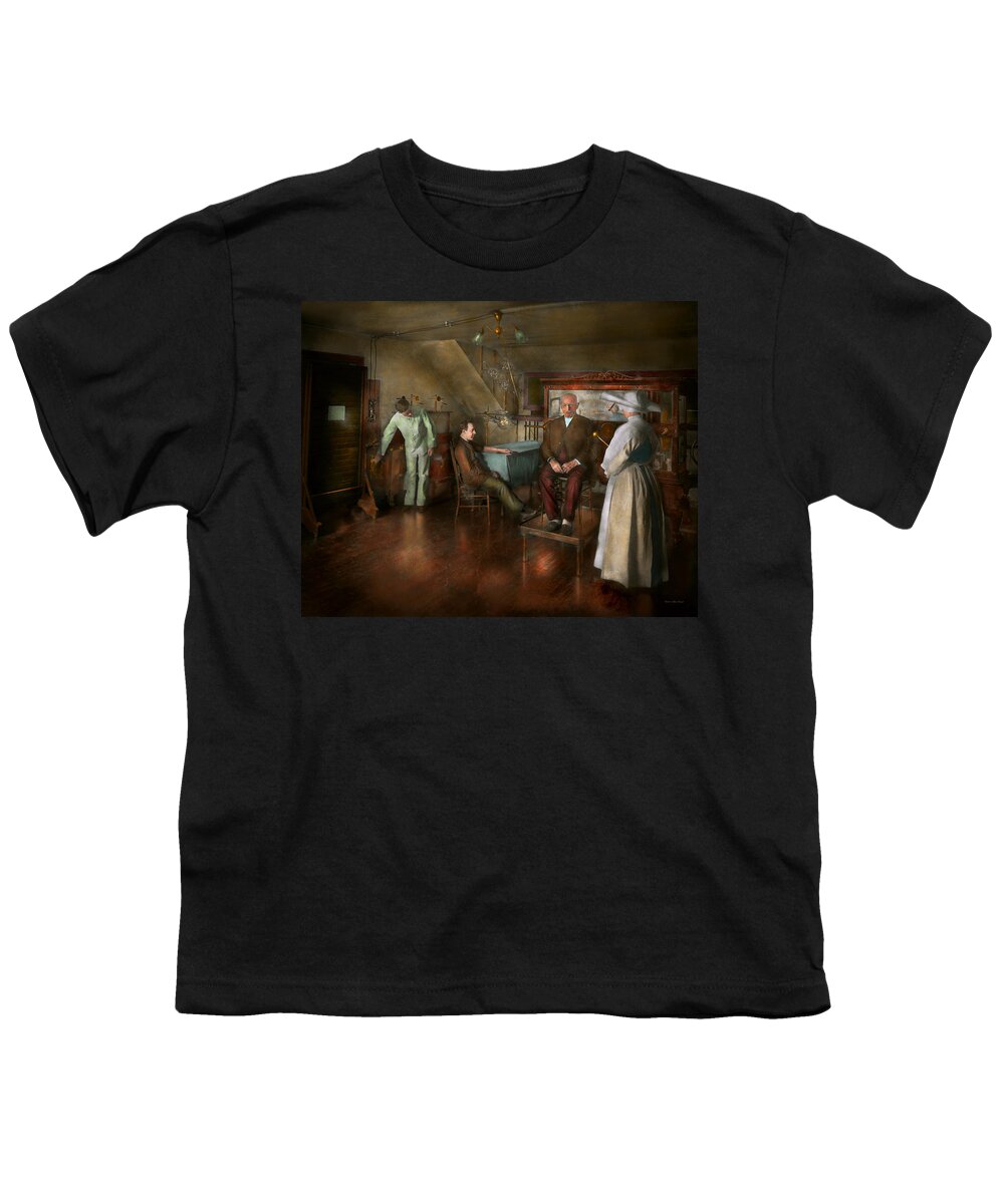 Wimshurst Machine Youth T-Shirt featuring the photograph Doctor - Old fashioned influence - 1905-45 by Mike Savad