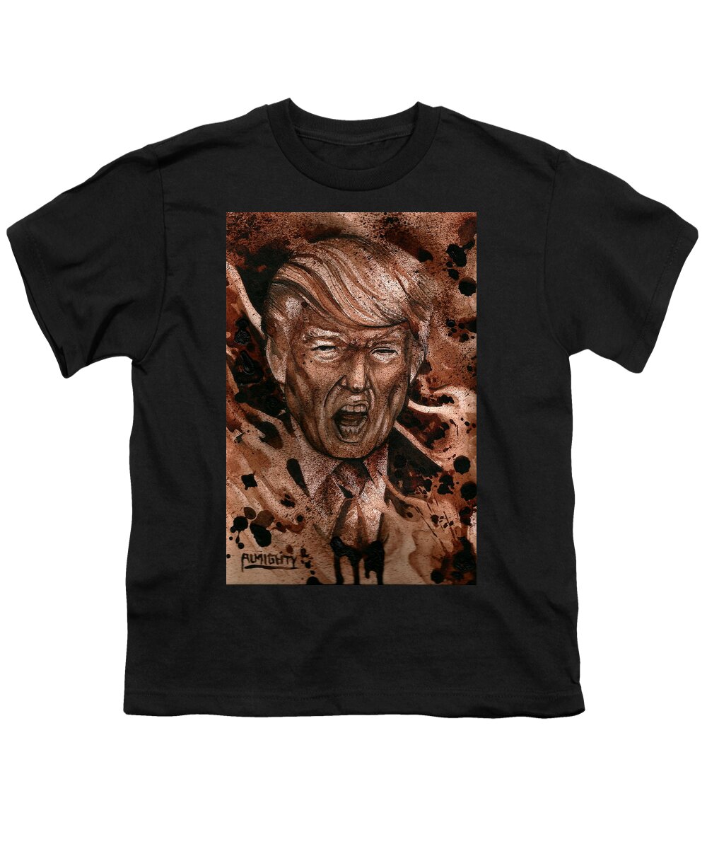 Ryan Almighty Youth T-Shirt featuring the painting Donald Trump by Ryan Almighty