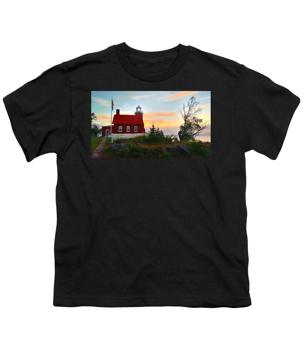 Lighthouse Youth T-Shirt featuring the photograph Eagle Harbor Lighthouse on Lake Superior by Michael Rucker