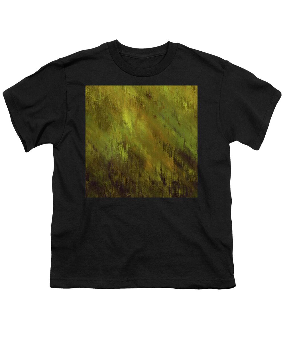 Earthly Moss Abstract Youth T-Shirt featuring the mixed media Earthly Moss Abstract by Georgiana Romanovna