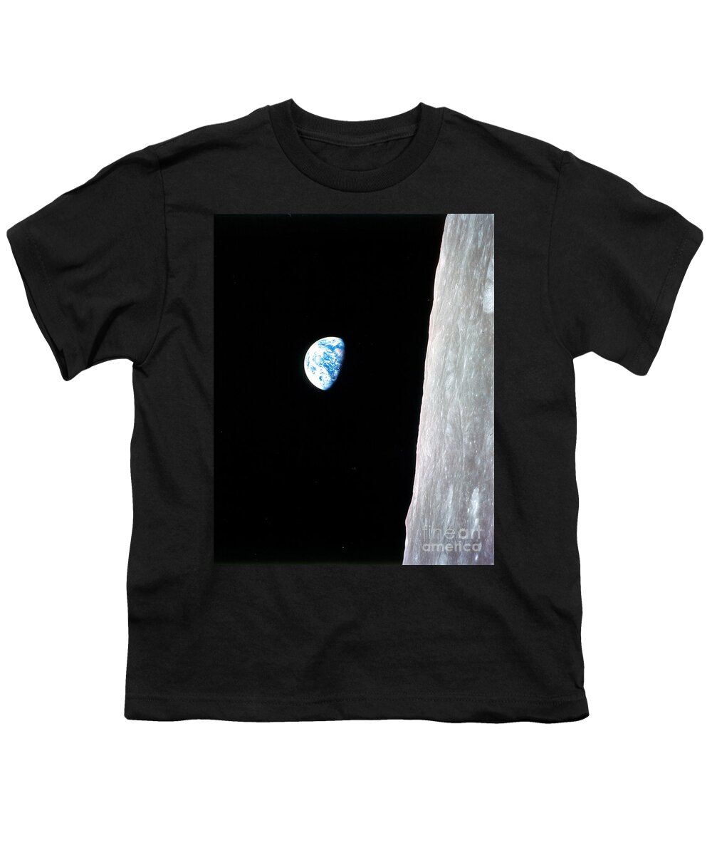 Nasa Youth T-Shirt featuring the photograph Earthrise From Apollo 8 by Nasa