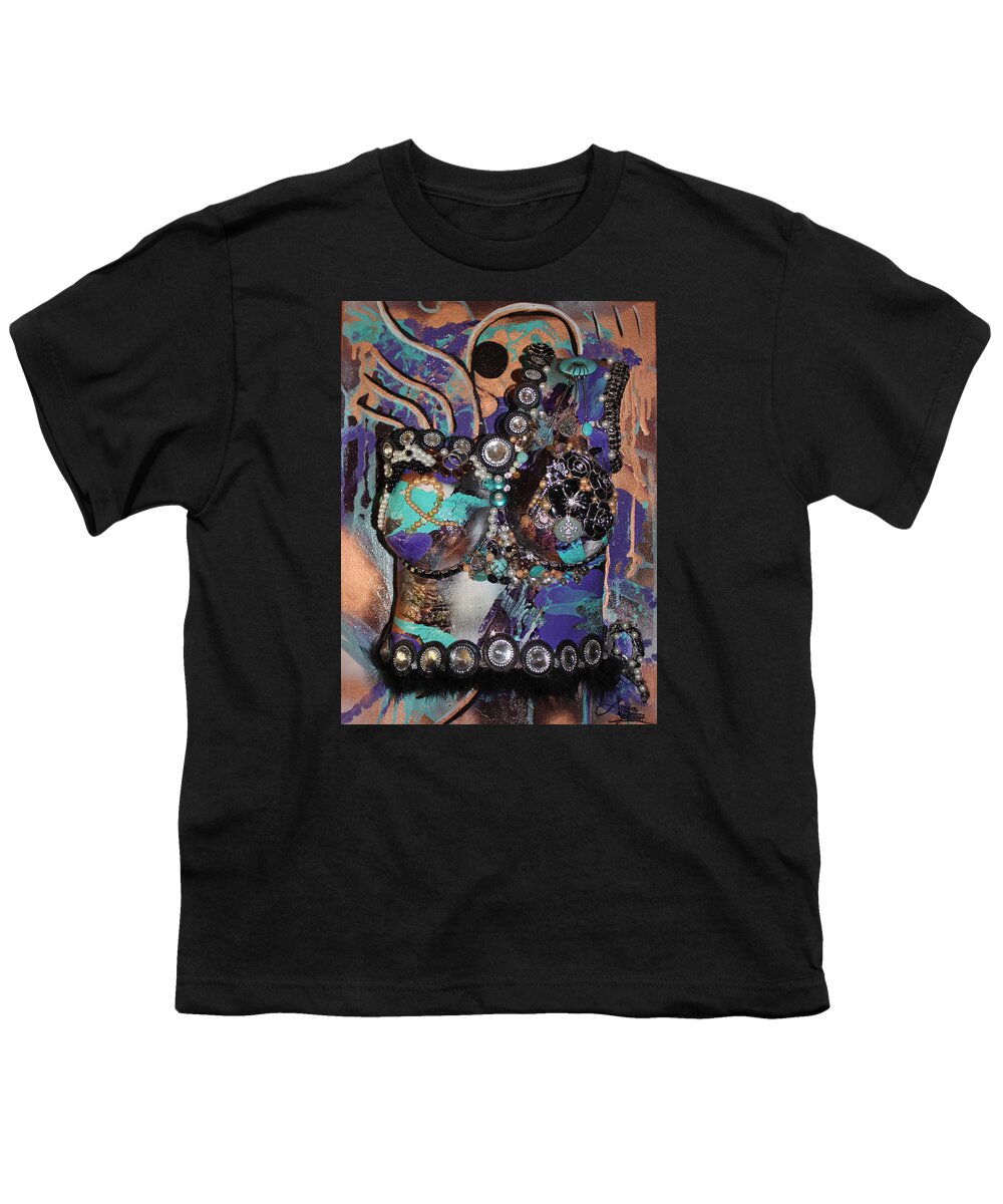 Mixed Media Youth T-Shirt featuring the mixed media Eden - Dance and Move the World Survivor by Artista Elisabet