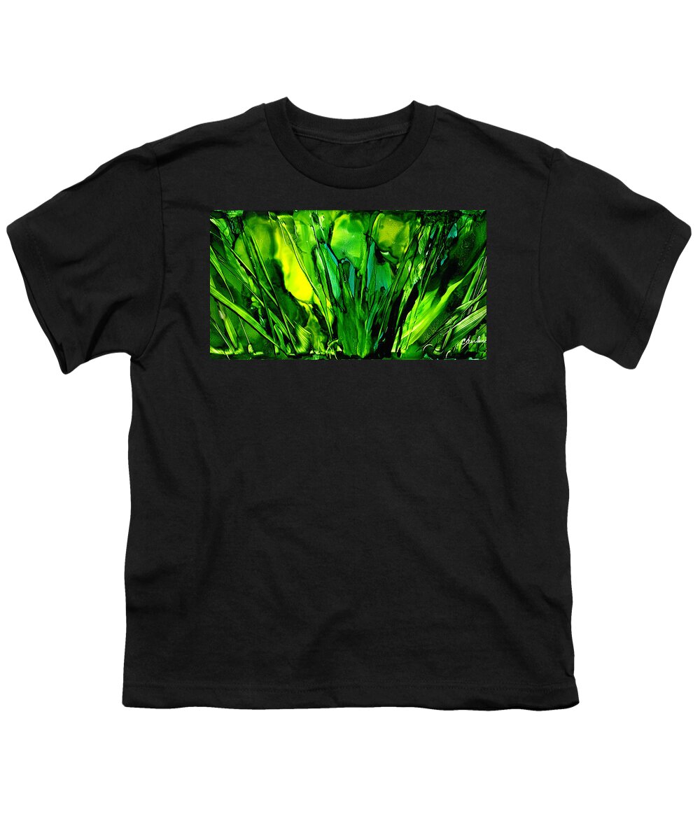 Emerald Youth T-Shirt featuring the painting Emerald Forest by Charlene Fuhrman-Schulz