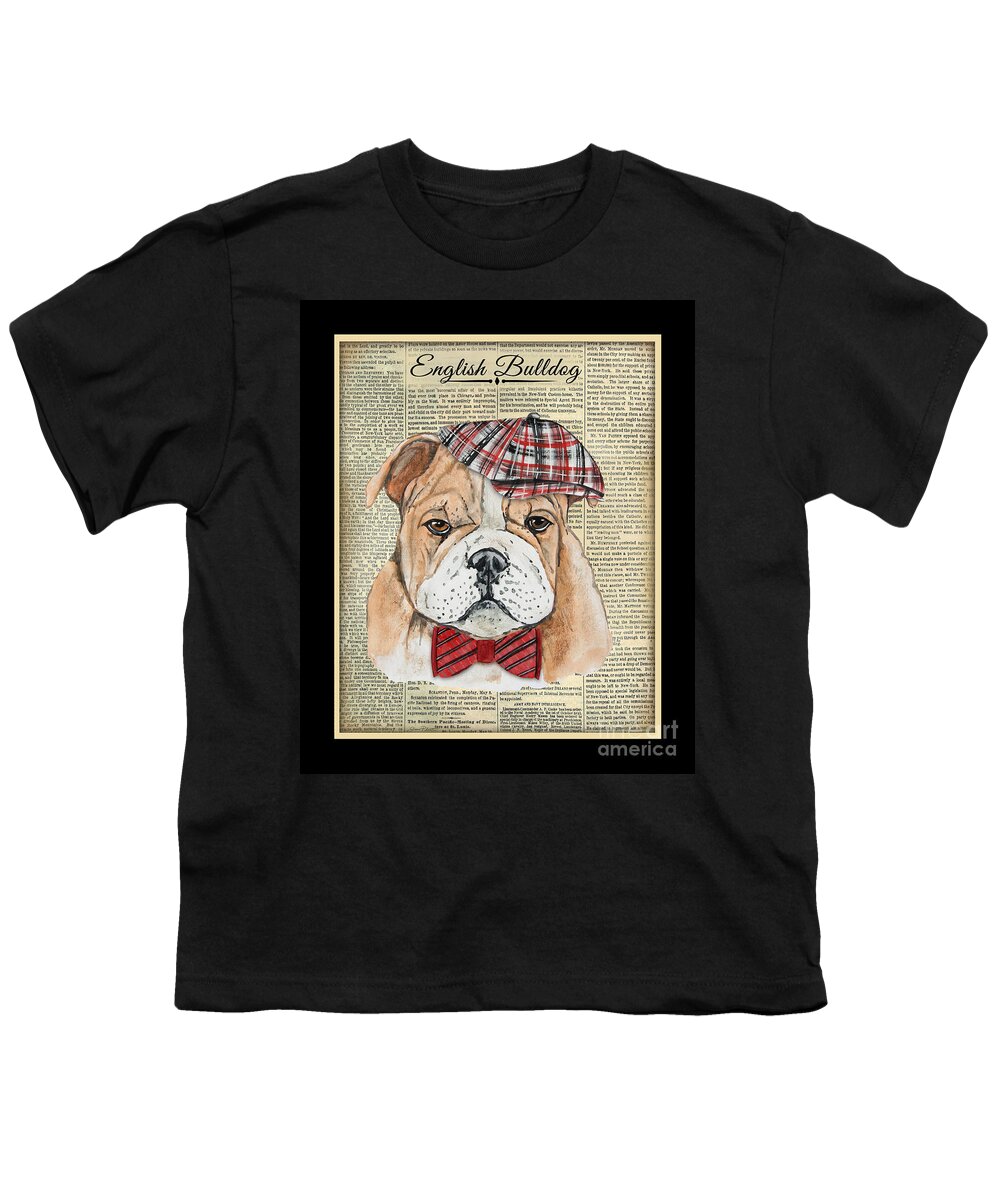 English Bulldog Youth T-Shirt featuring the painting English Bulldog-JP3858 by Jean Plout