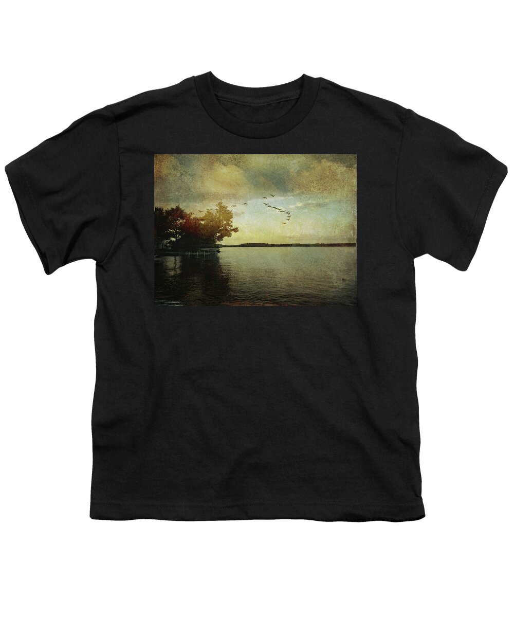 Lake Youth T-Shirt featuring the digital art Evening, the Lake by Ann Tracy