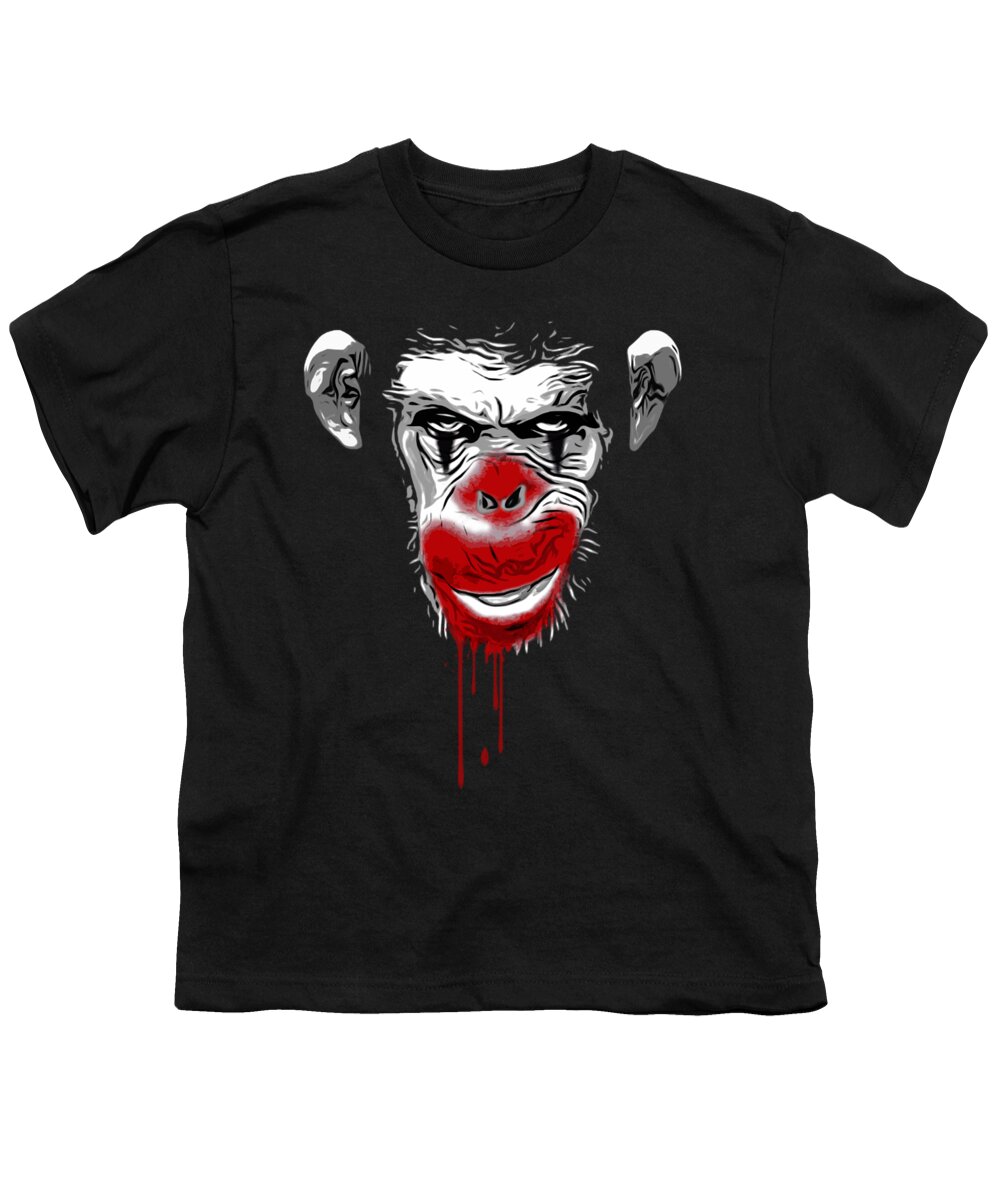 Monkey Youth T-Shirt featuring the digital art Evil Monkey Clown by Nicklas Gustafsson