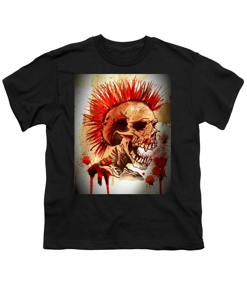  Youth T-Shirt featuring the painting Exploited Skull by Ryan Almighty
