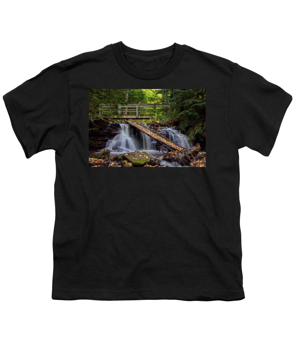 Chapel Falls Youth T-Shirt featuring the photograph Falling Leaves Rushing Water  Chapel Falls 2241 by Norris Seward